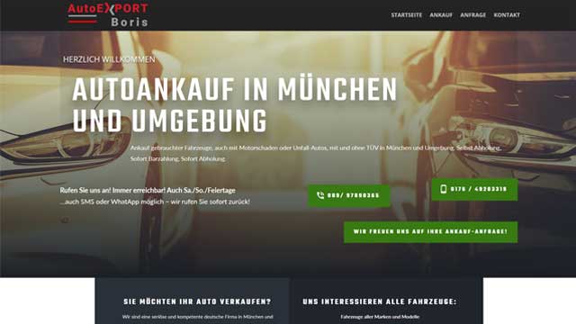 Referenzprojekt: Autoexport Boris Petrunok — Website von Konrad Griesser